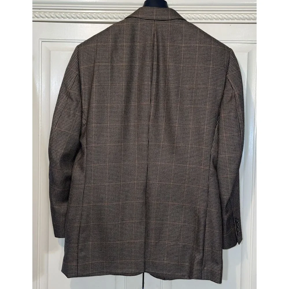 Jos‎ A Bank Blazer Men 42R 55% Silk 45% Camel Hair Houndstooth Windowpane